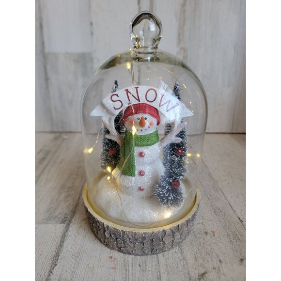 Snow globe snowman light up tree Xmas glitter decor figure unique - Picture 1 of 7